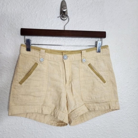 Pilcro And The Letterpress x Anthropologie Yellow Linen Blend Shorts Size 2 - Picture 2 of 10